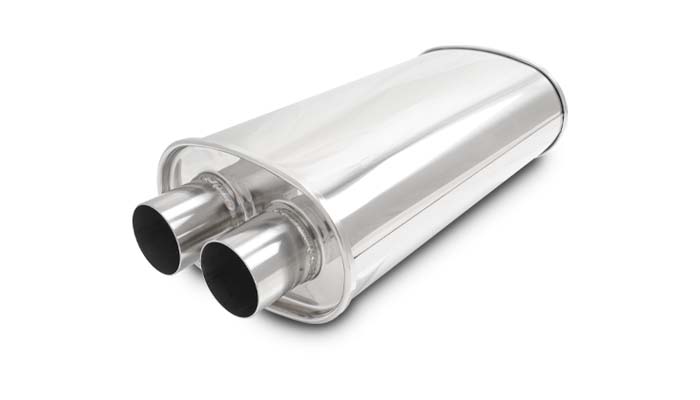 Vibrant Performance - 10534 - STREETPOWER Oval Muffler  2.25 In. Inlet/Outlet (Dual In/Out) - 15.00 In. Body Length