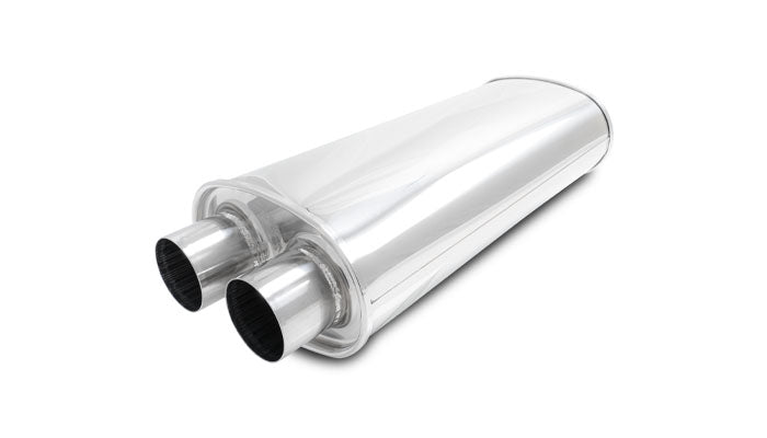 Vibrant Performance - 10538 - STREETPOWER Oval Muffler  2.50 In. Inlet/Outlet (Dual In/Out) - 18.00 In. Body Length