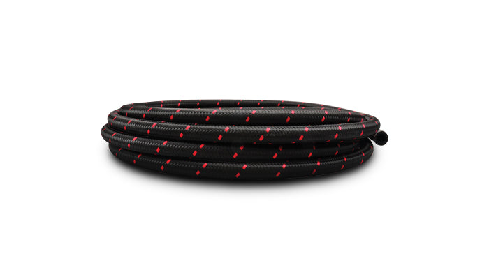 Vibrant Performance - 11982R - 20ft Roll Of Black Red Nylon Braid Flex Hose; AN Size: -12; Hose ID: 0.68 In.