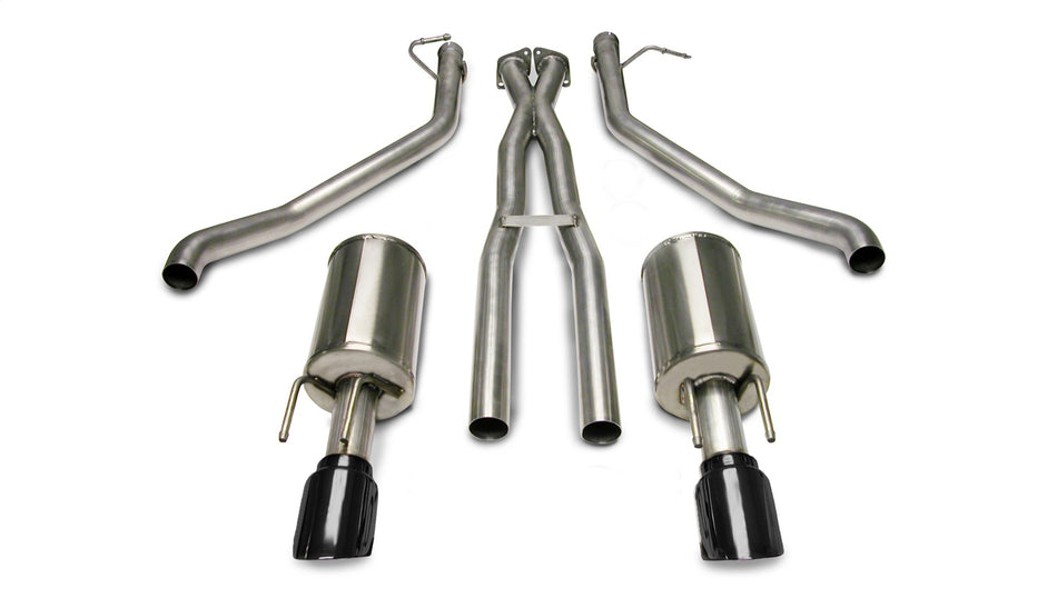 2.5in. Cat-Back Dual Rear Exit With Single 4.0in. Black PVD Pro-Series Tips