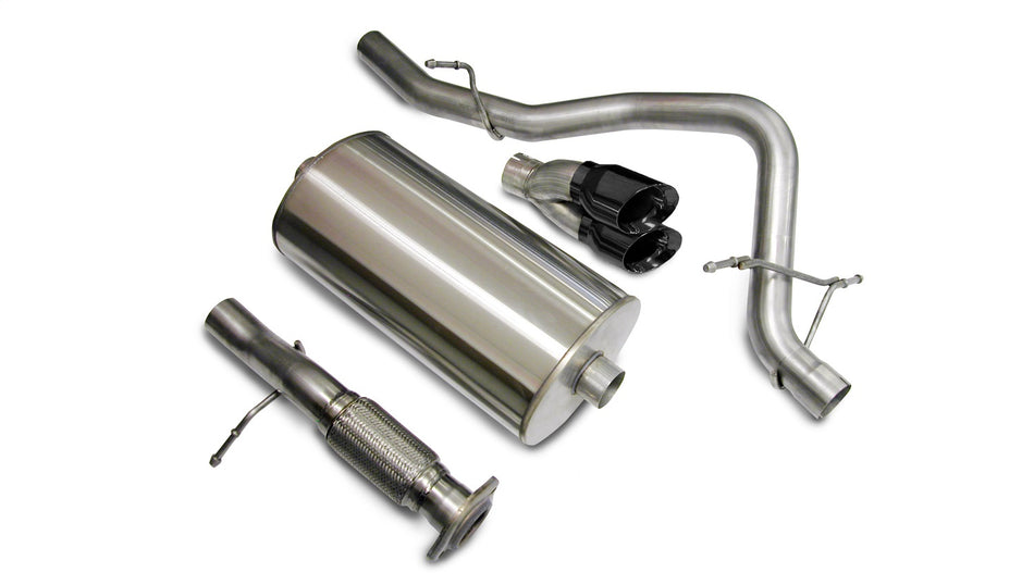 3.0in. Cat-Back Single Rear Exit With Twin 4.0in. Black PVD Pro-Series Tips