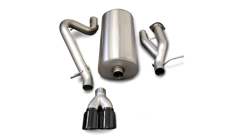 3.0in. Cat-Back Single Rear Exit With Twin 4.0in. Black PVD Pro-Series Tips