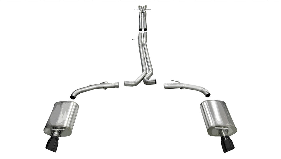 2.5in. Cat-Back Dual Rear Exit With Single 4.0in. Black PVD Pro-Series Tips