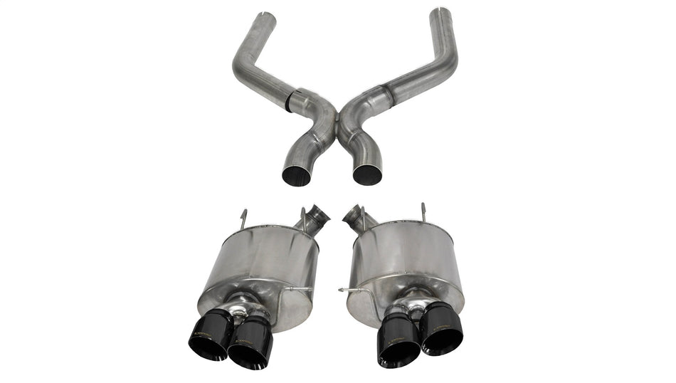 3.0in. Axle-Back+X-Pipe Dual Rear Exit With Twin 4.0in. Black PVD Pro-Series Tip