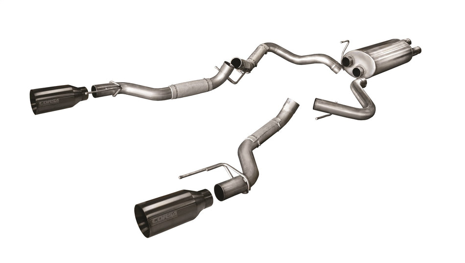 3.0in. Cat-Back Dual Rear Exit With Single 5.0in. Black PVD Straight Cut Tips