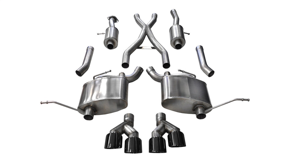 2.5in. Cat-Back Dual Rear Exit With Twin 4.0in. Black PVD Pro-Series Tips