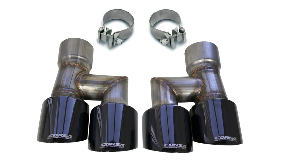 Twin 4.0in. Black PVD Pro-Series Tip Kit (Clamps Included)