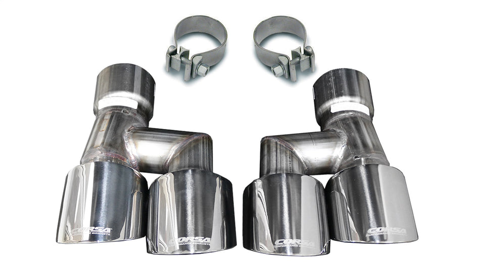 Twin 4.0in. Polished Pro-Series Tip Kit (Clamps Included)
