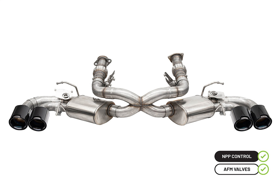 3.0in. Cat-Back 4 Valve Dual Rear Exit NPP Exhaust System With Carbon Fiber/Blac