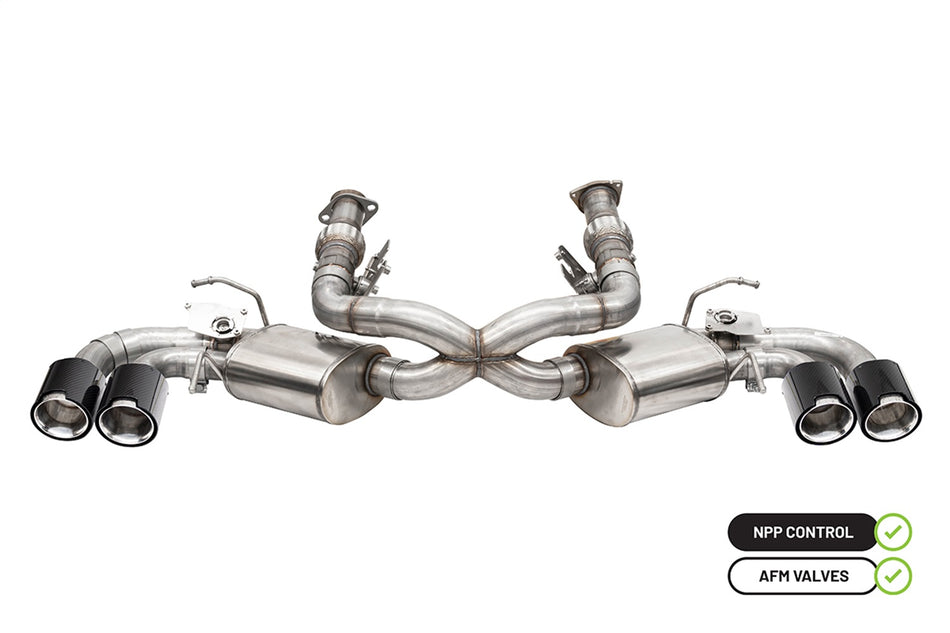 3.0in. Cat-Back 4 Valve Dual Rear Exit NPP Exhaust System With Carbon Fiber/Poli