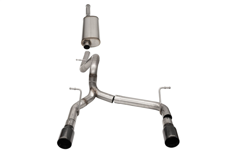 2.75in. Cat-Back Dual Rear Exit With Single 4.0in. Black PVD Flat Cut Tips