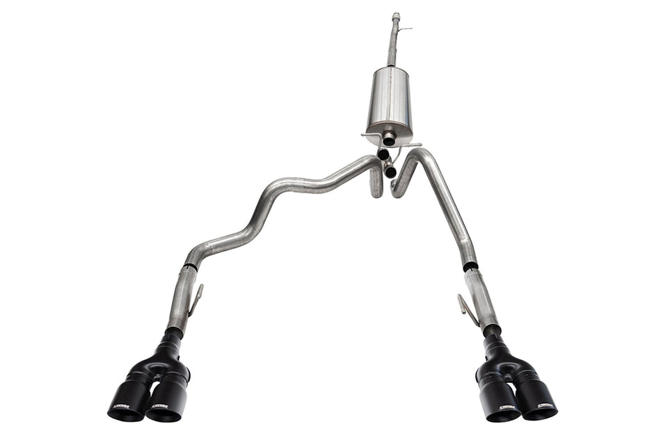 3.0in. Dual Rear Exit Cat-Back Exhaust System With Twin 4.0in. Black Powder Coat