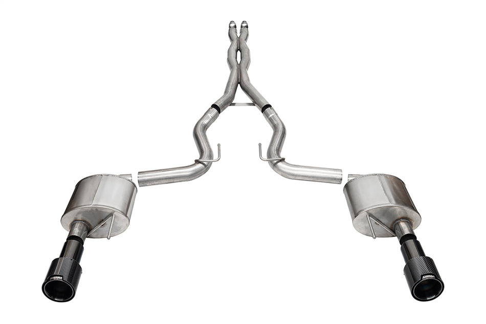 3.0in. Dual Rear Exit Cat-Back Exhaust System With 4.5in. Straight Cut Carbon Fi
