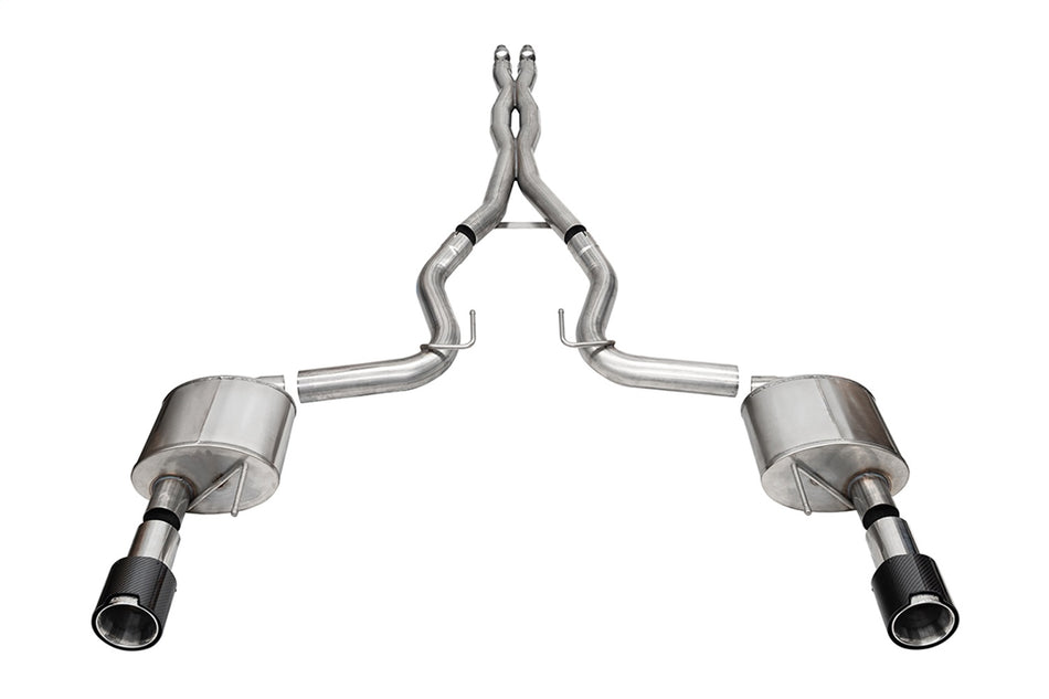 3.0in. Dual Rear Exit Cat-Back Exhaust System With 4.5in. Straight Cut Carbon Fi