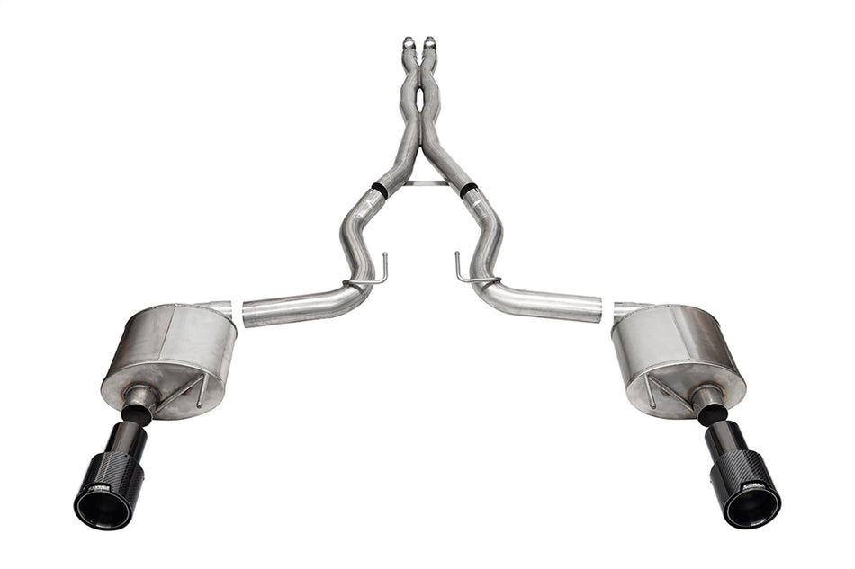 3.0in. Dual Rear Exit Cat-Back Exhaust System With 4.5in. Straight Cut Carbon Fi