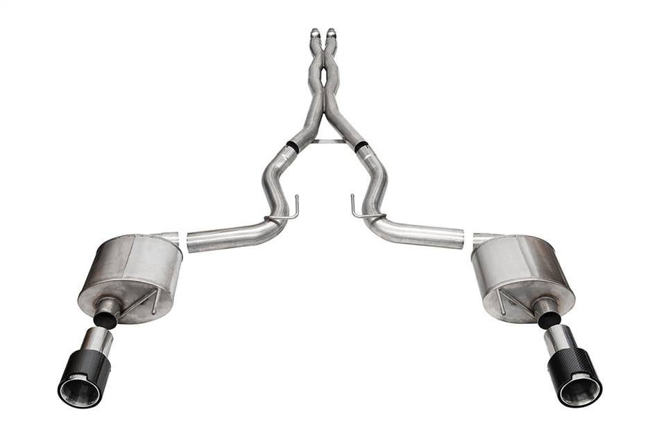 3.0in. Dual Rear Exit Cat-Back Exhaust System With 4.5in. Straight Cut Carbon Fi