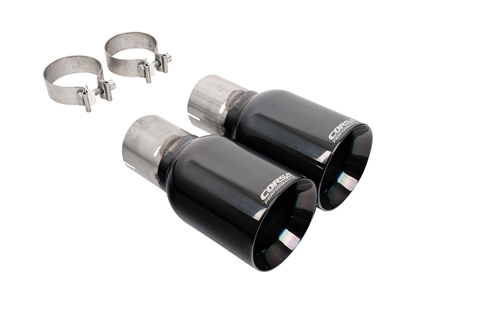 (2) 4.5in. Black PVD Straight Cut Tips (3.0in. Inlet-Includes (2) Clamps)