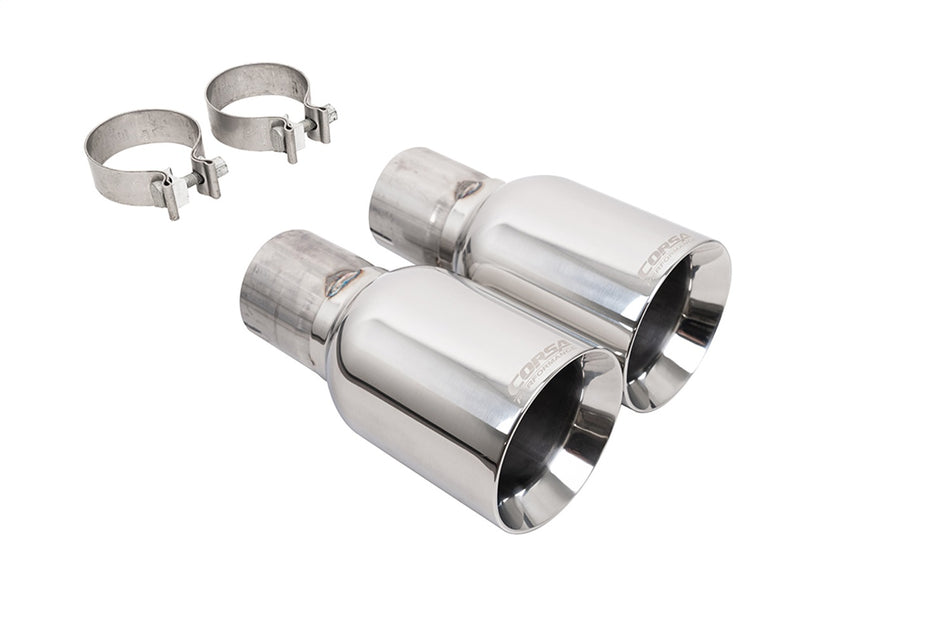 (2) 4.5in. Polished Straight Cut Tips (3.0in. Inlet-Includes (2) Clamps)