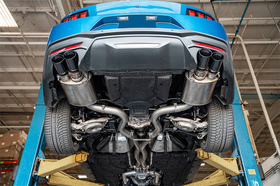 3.0in. Dual Rear Exit Cat-Back With Twin 4.0in. Black PVD Straight Cut Tips