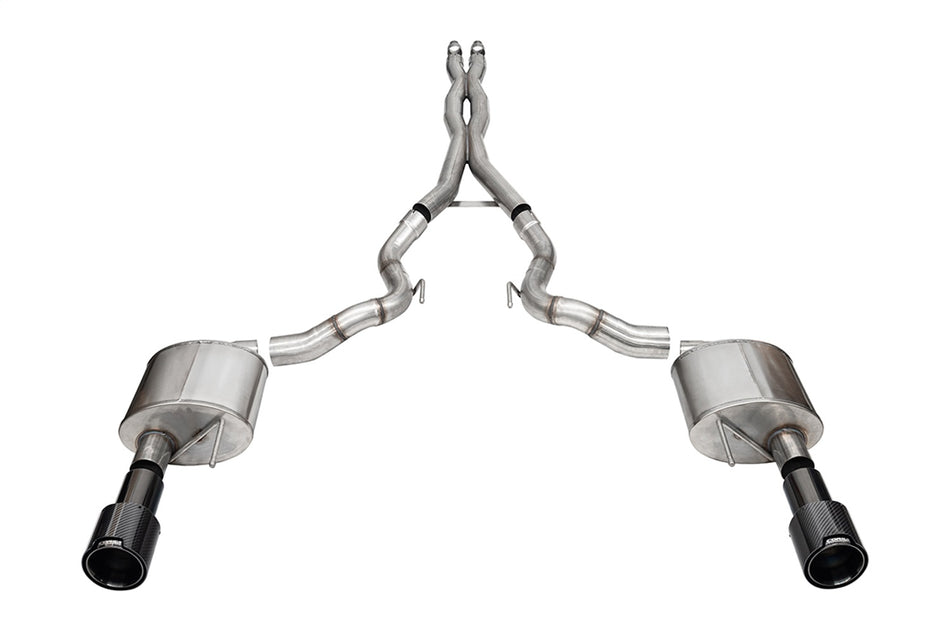 3.0in. Dual Rear Exit Cat-Back Exhaust System With 4.5in. Straight Cut Carbon Fi