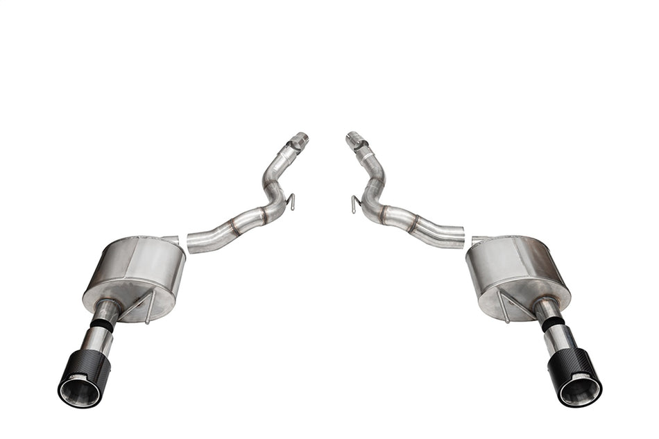3.0in. Dual Rear Exit Axle-Back Exhaust System With 4.5in. Straight Cut Carbon F