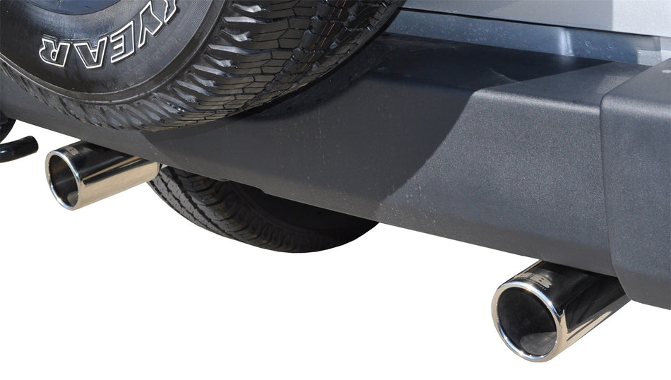 2.5in. Axle-Back Dual Rear Exit With Single 3.5in. Polished Straight Cut Tips