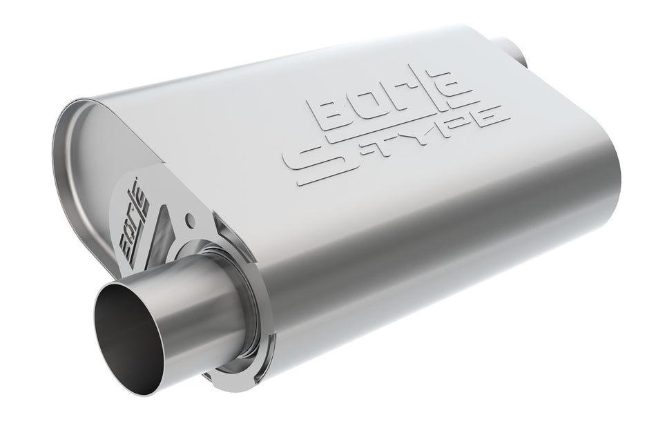 CrateMuffler Muffler Chevrolet Small Block 350/ 383/ 406 CID V8 High Output 3 In. Offset Inlet/ 3 In. Offset Outlet S-Type