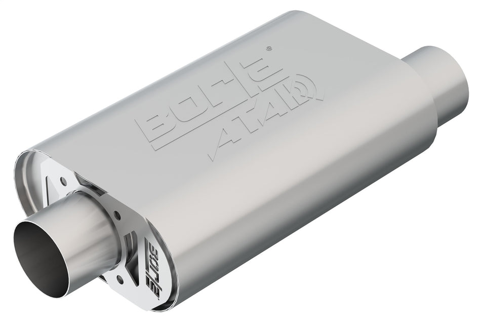 CrateMuffler Muffler Chevrolet Small Block 350/ 383/ 406 CID V8 High Output 3 In. Offset Inlet/ 3 In. Center Outlet ATAK