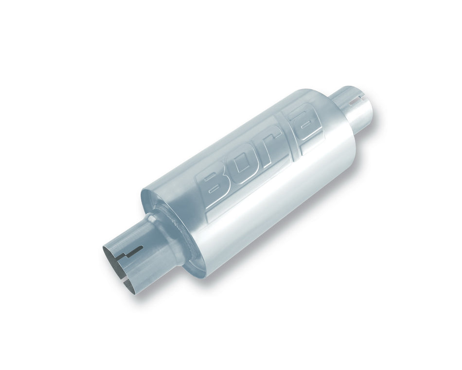 Specialty Muffler/ Resonator - 2.5" Center Inlet/ 2.5" Center Outlet 5" Round X 10" Long Body Un-Notched Necks Part # 40842S