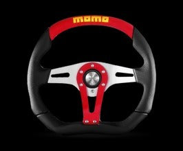 Momo Quark Steering Wheel 350 mm - Black Poly/Black Spokes/Red Inserts (MOMQRK35BK0R)